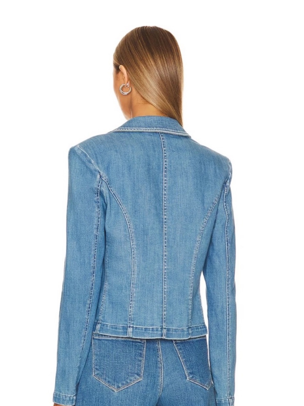 L’AGENCE Blazer Wayne Double Breasted in Provo Blue Denim - Picture 2 of 7